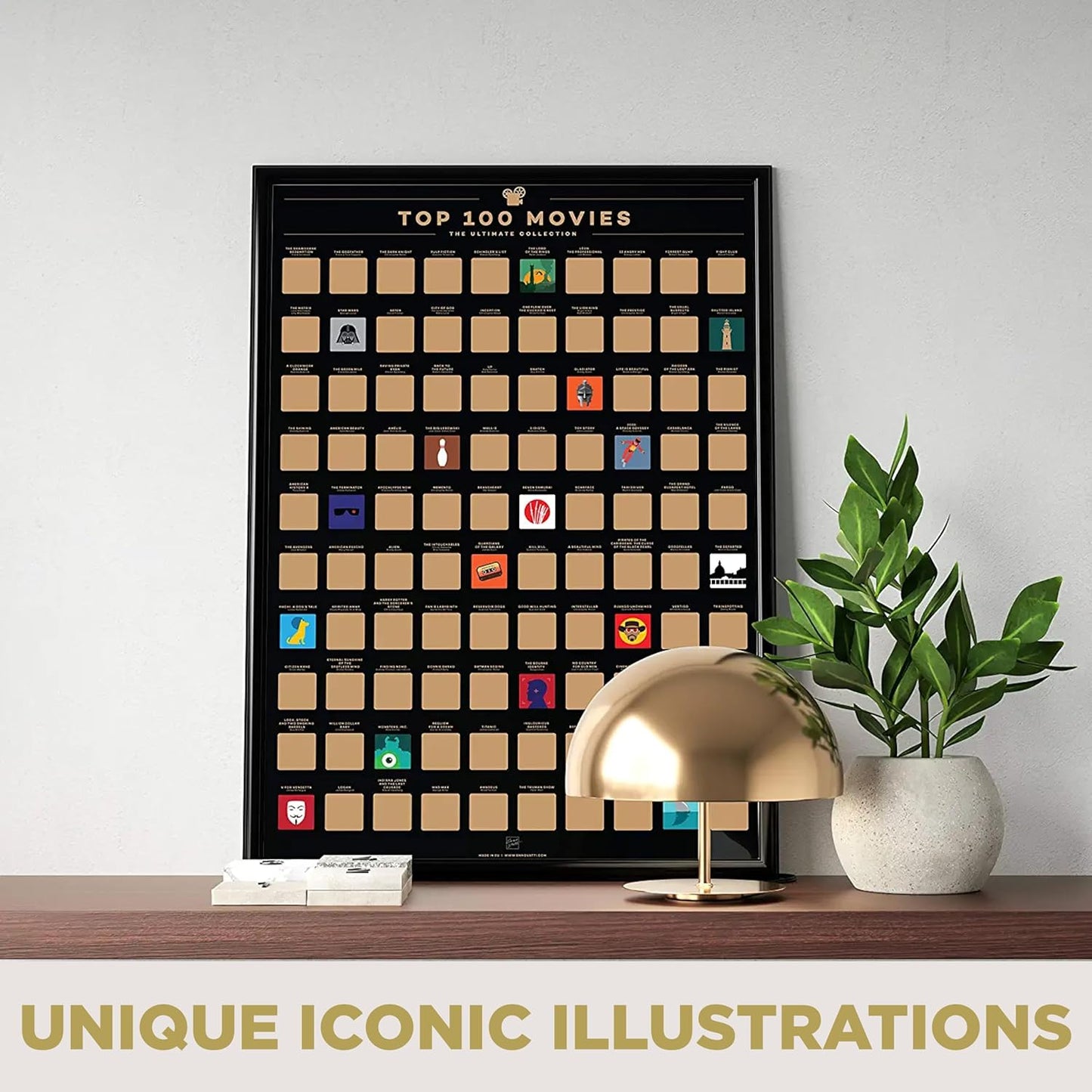Enno Vatti |100 Movies Scratch Off Poster - Top Films of All Time Bucket List (42 x 59.4 cm) - Cinematic Journey Quest - Exceptional Gift for Movie Lovers - Ideal for Christmas and Easter Surprises