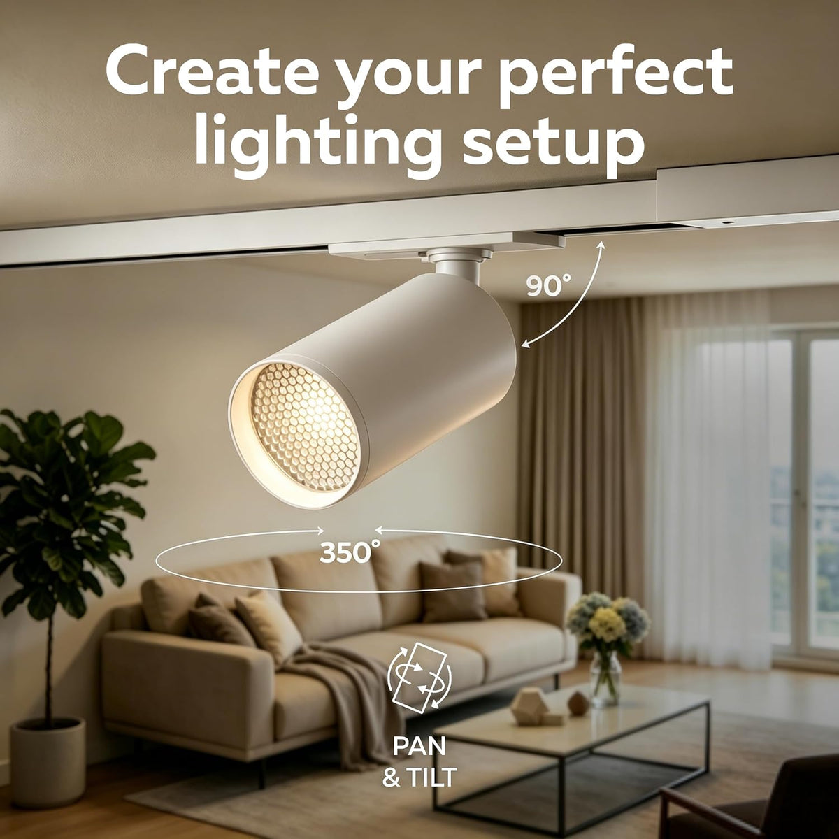 CALEX Tracklight 2M, Ceiling Track Lighting, Excl. 4 GU10 Spotlights, White