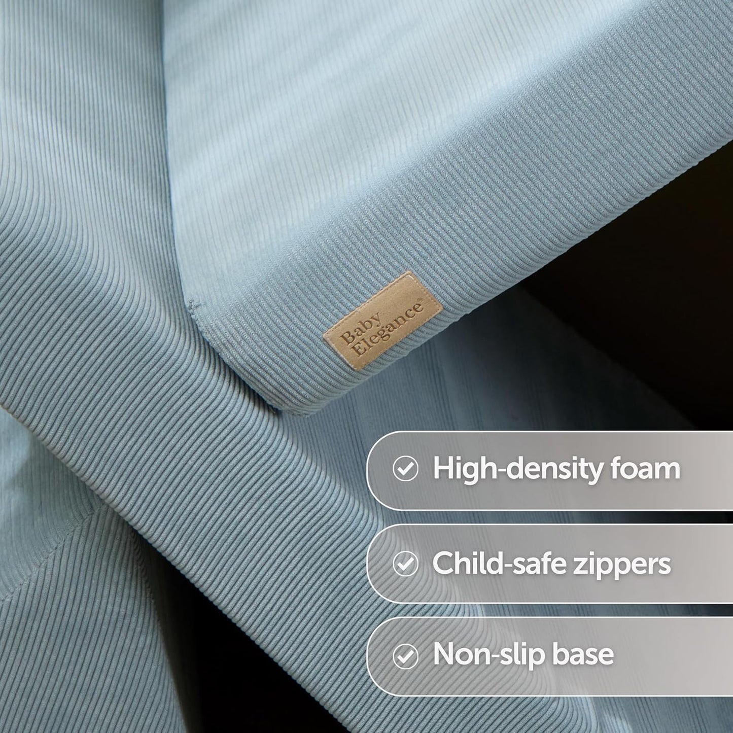 Baby Elegance Lil Elle Kids Sofa Bed Modular 4‑Piece Kids Play Couch, Machine‑Washable Covers | High‑Density Foam & Durable Corduroy Toddler Sofa | EU Safety Certified | Designed in Ireland- Blue