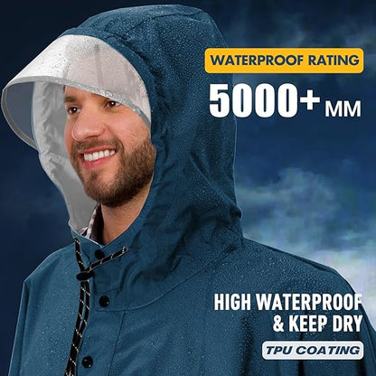 Waterproof Rain Poncho Hooded Raincoat with Sleeves