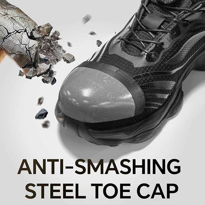 Safety Trainers Men Women Steel Toe Cap Trainers with Swivel Buckle Lightweight Comfortable Breathable Work Shoes Non Slip Puncture Proof Safety Shoes Size 12