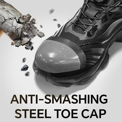 Safety Trainers Men Women Steel Toe Cap Trainers with Swivel Buckle Lightweight Comfortable Breathable Work Shoes Non Slip Puncture Proof Safety Shoes Size 12