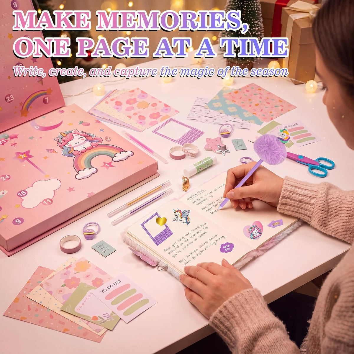 Advent Calendar 2026 for Girls, 24 Days Christmas Stationery & Journal Kit