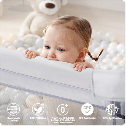 Sweeby Baby Playpen, 150 x 150 cm Foldable Play Yard with Door, Grey