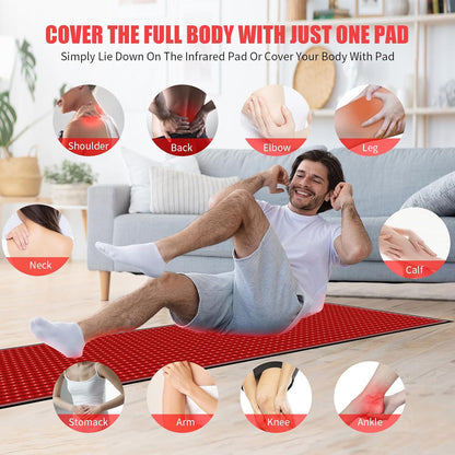 Red Light Therapy Mat,Red Light Therapy for Body Pain Relief 1280 PCS LEDs 71'' x 31'' Red Light Therapy Pad with Red Light and Infrared LED Beads Large Mat for Full Body Skin Health