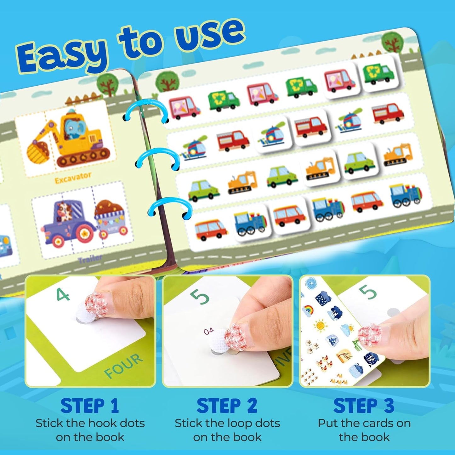 Montessori Busy Book for Toddlers 3 4 5 6, Interactive Activity Book for 3+ Kids, Early Learning Educational Toy, Autism Sensory Toy, for Boys and Girls (Traffic)