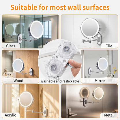 iCare 8'' Shaving Mirror Wall Mounted With Light - 1X/30X Magnifying Mirror
