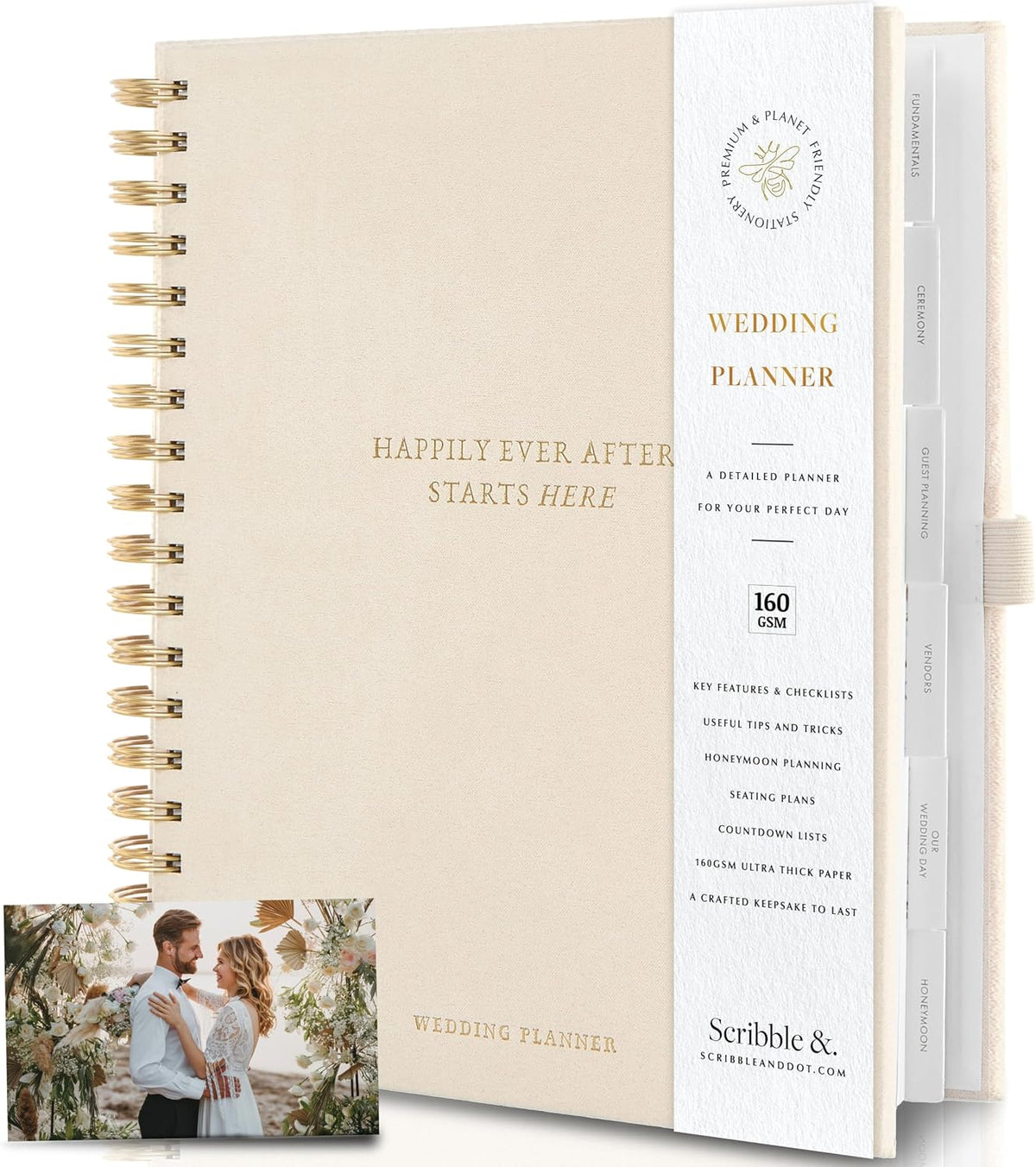Scribble & Dot™ The Elegant Wedding Planner and Organiser for the Bride | Tissue Wrapped in a Gift Box | Thick Pages, Textured Cover | Every Wedding Step. Effortlessly Handled.