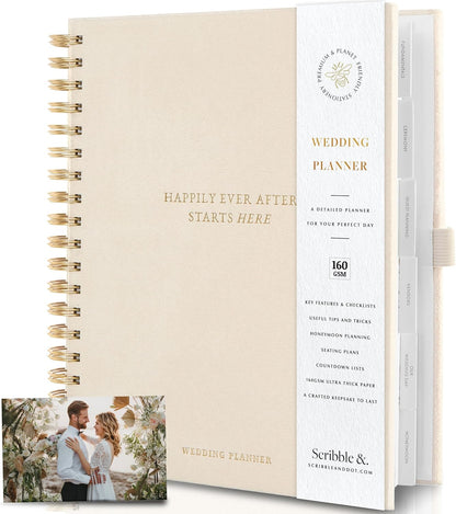 Scribble & Dot™ The Elegant Wedding Planner and Organiser for the Bride | Tissue Wrapped in a Gift Box | Thick Pages, Textured Cover | Every Wedding Step. Effortlessly Handled.