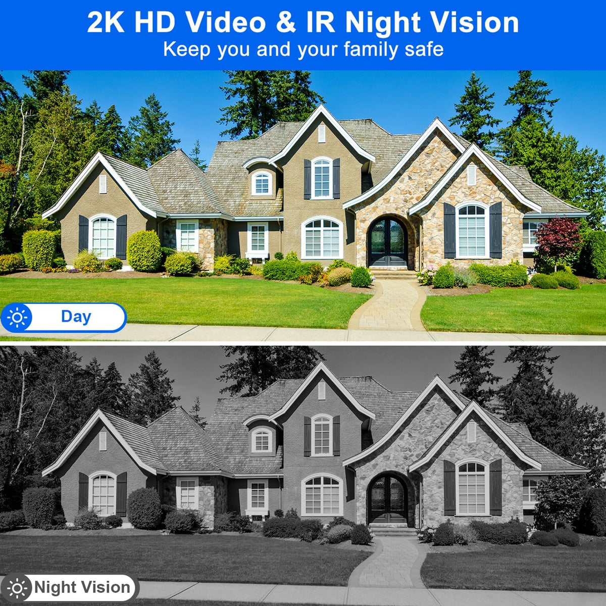 Video Doorbell Camera Wireless, 2K HD Smart Door Bell Camera, PIR Motion Detection,Battery Powered, Instant Alerts, 2-Way Audio, Night Vision, 2.4G WiFi, IP66, SD Card/Cloud ,Compatible with Alexa