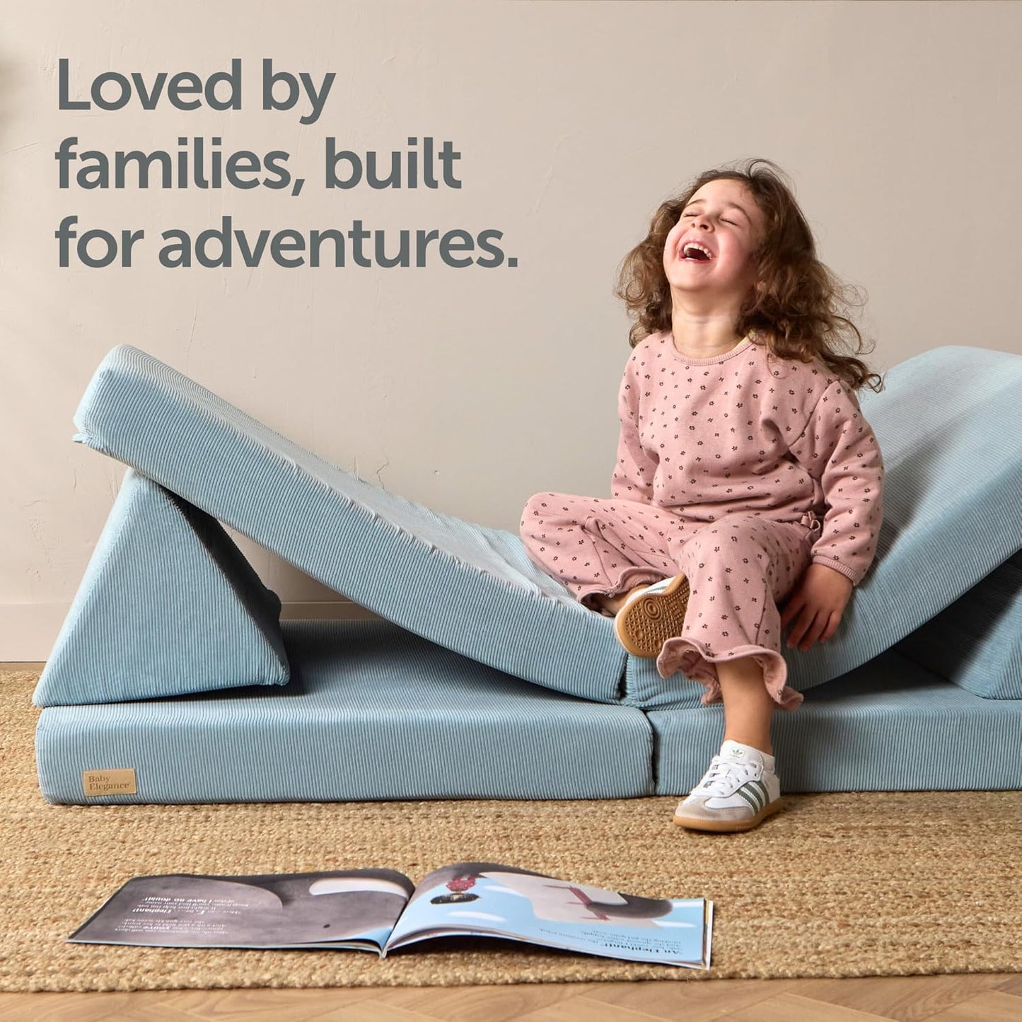 Baby Elegance Lil Elle Kids Sofa Bed Modular 4‑Piece Kids Play Couch, Machine‑Washable Covers | High‑Density Foam & Durable Corduroy Toddler Sofa | EU Safety Certified | Designed in Ireland- Blue