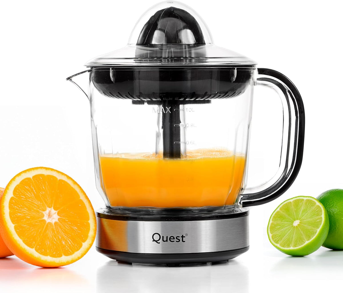 Quest Electric Citrus Juicer, 1 Litre for Orange and Lemon Juice, Black