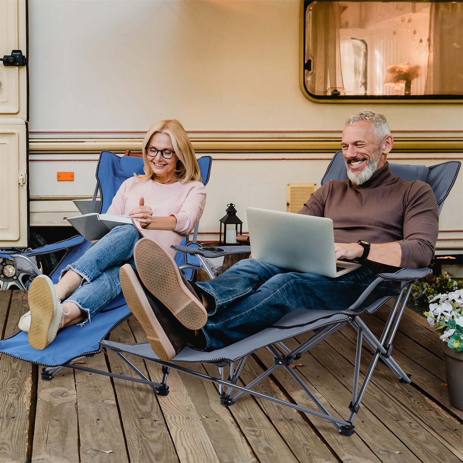 Neloheac heavy duty reclining camping chair suitable for outdoor relaxation and comfort