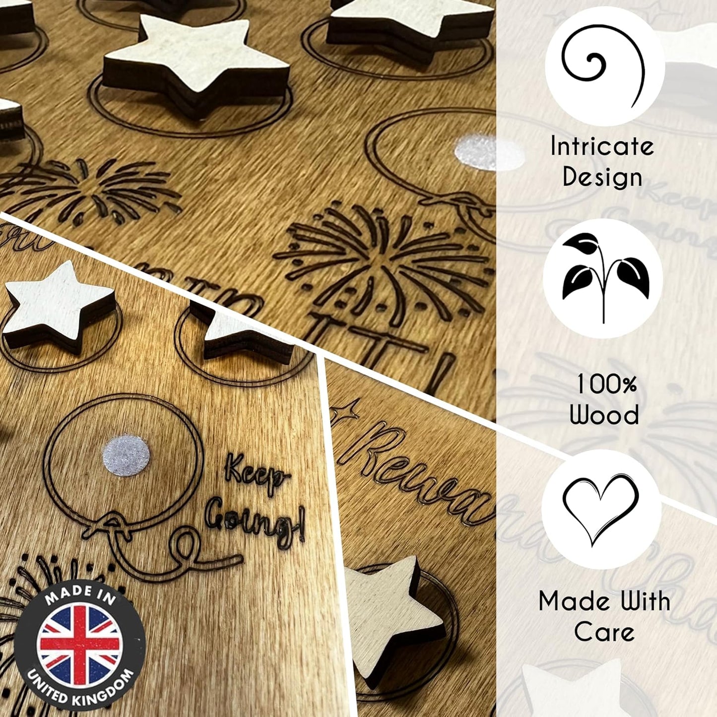 Customisable Wooden Reward charts for Children Behaviour