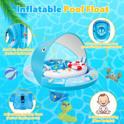 Inflatable Pool Float, ACELIFE Swimming Float with Adjustable Safety Seat | Swimming Pool Float Swimming Ring Dual Airbag Safe Design