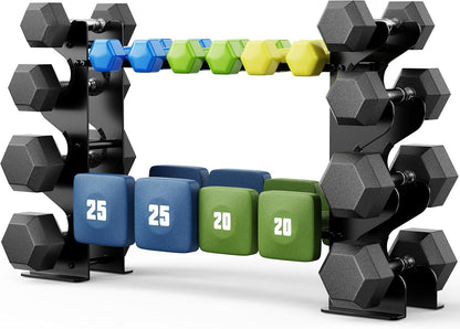 4-Tier Dumbbell Rack Stand for Home Gym – Compact Weight Rack for Dumbbells, Free Weights, Heavy-Duty Steel Storage Rack for Neoprene & Hex Dumbbel (Dumbbells Not Included)