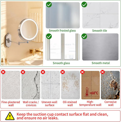 iCare 8'' Shaving Mirror Wall Mounted With Light - 1X/30X Magnifying Mirror