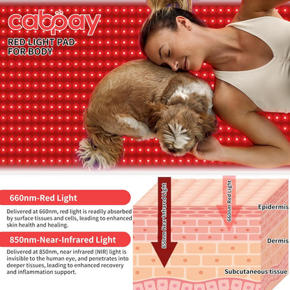 Cabpay Red Light Mat 660nm Near Infrared Light Devices 850nm Large Pads for Whole Full Body 63" X 23"