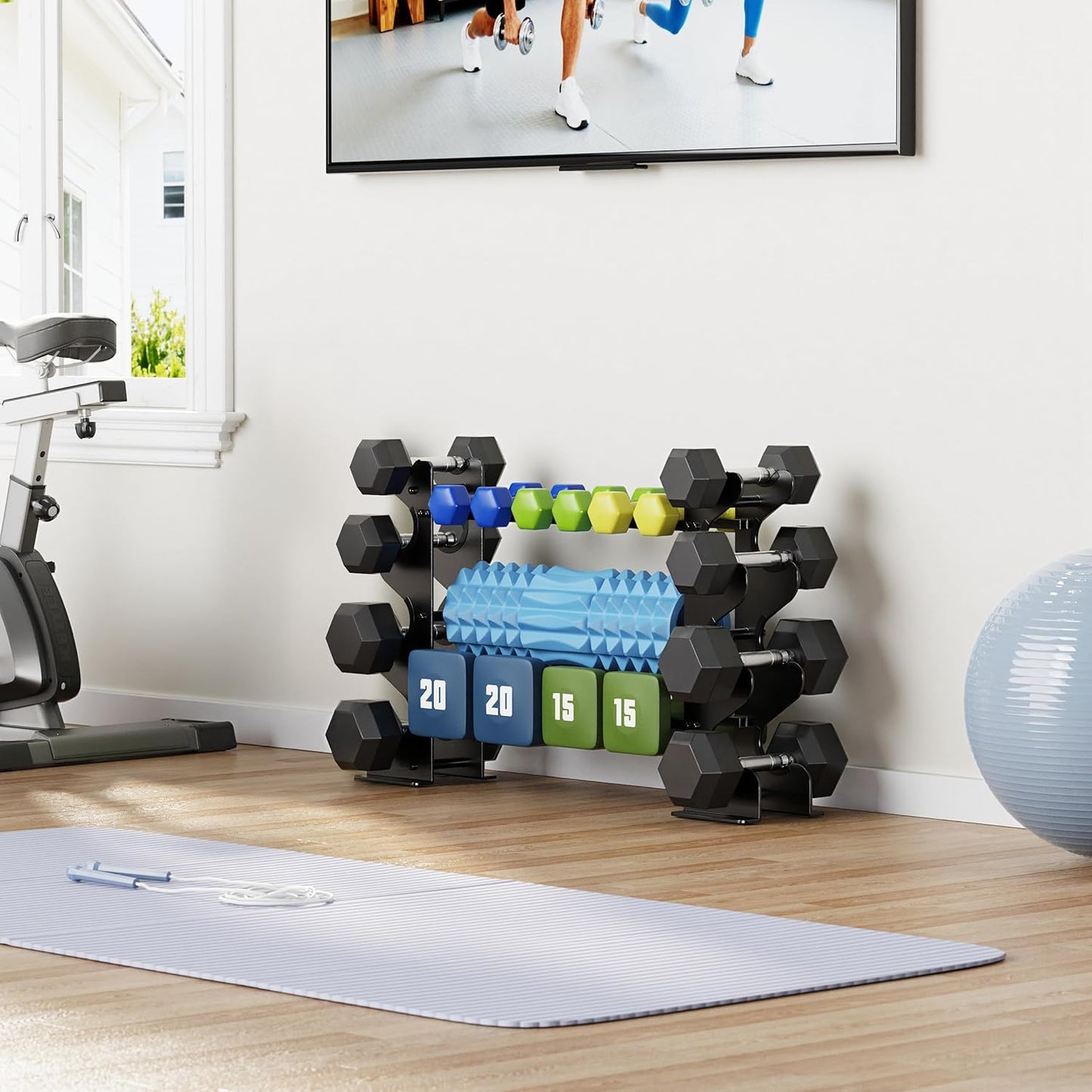 4-Tier Dumbbell Rack Stand for Home Gym – Compact Weight Rack for Dumbbells, Free Weights, Heavy-Duty Steel Storage Rack for Neoprene & Hex Dumbbel (Dumbbells Not Included)