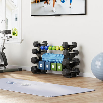 4-Tier Dumbbell Rack Stand for Home Gym – Compact Weight Rack for Dumbbells, Free Weights, Heavy-Duty Steel Storage Rack for Neoprene & Hex Dumbbel (Dumbbells Not Included)