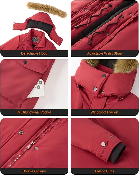 Heated Jacket Womens with 18400mAh 12V Battery Pack, Parka Medium Jacket Womens, Battery Heated Jacket Women for Outdoor Work