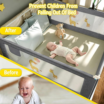 1.5M Bed Guard Bed Rails for Toddler Baby Bed Side Safety Rails for Children Kids, Extra Tall Bed Guard Rail for Single Double King Size Bed, Adjustable Height