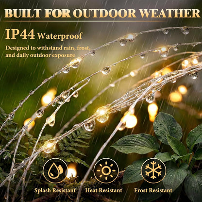 Solar Firework Lights Outdoor 3 Pack, 120LED Solar Starburst Garden Lights with 8 Modes, Waterproof Decorative Lights for Backyard, Garden, Patio & Lawn Landscape Decor-Warm White