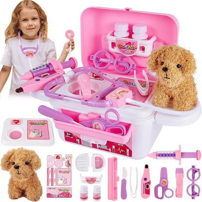 HYAKIDS Vet Set for Kids Toy Age 3, Doctors Set with Plush Dog | Pretend Role Play Medical Kit Toys, 3 4 5 Year Old Girls Boys Gifts