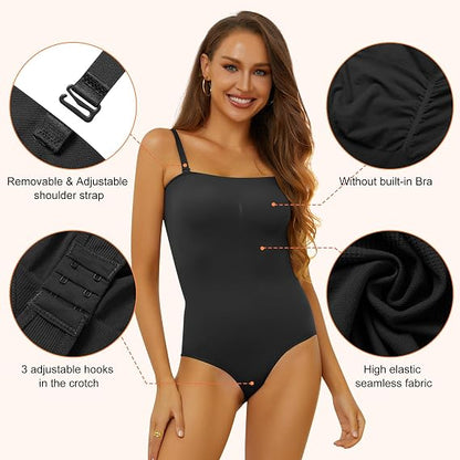 Hioffer Strapless Shapewear Bodysuits Tummy Control for Women Full Body Shaper Butt Lifter Shaping Briefs