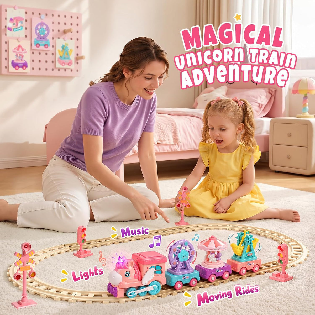 Unicorn Train Set for Toddlers, Toys Train Gifts