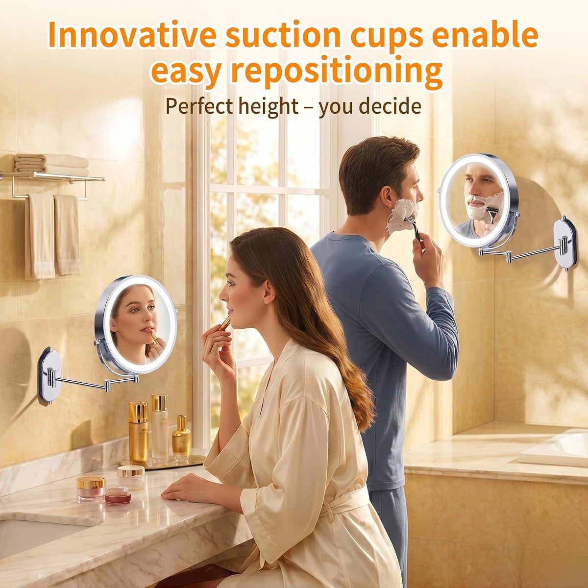 iCare 8'' Shaving Mirror Wall Mounted With Light - 1X/30X Magnifying Mirror