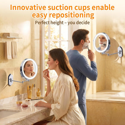 iCare 8'' Shaving Mirror Wall Mounted With Light - 1X/30X Magnifying Mirror
