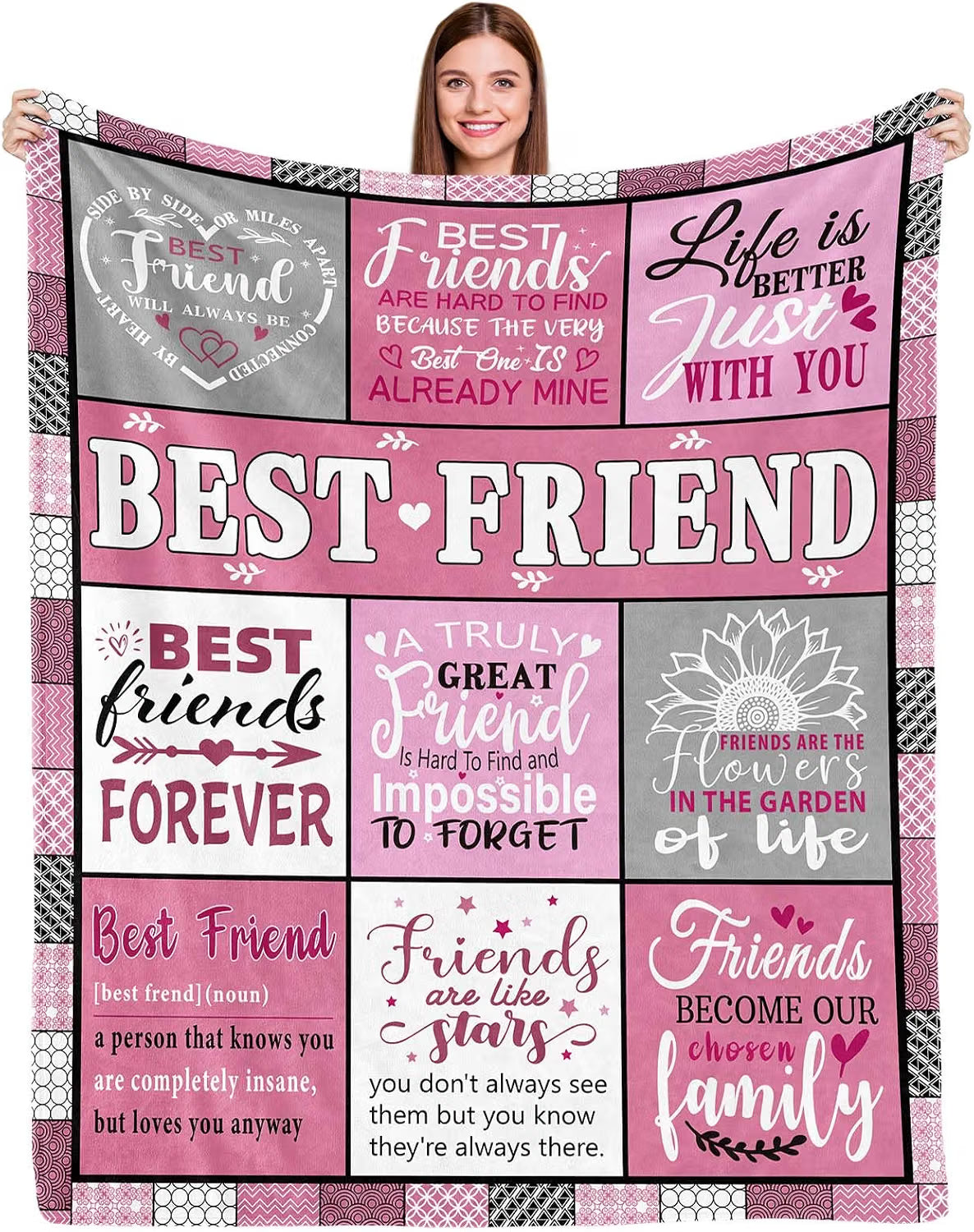 Best Friend Blanket Gifts,Friendship Christmas Birthday Thank You Gifts for Women,Friend Gifts for Women Bestie BBF,Soft Flannel Throw Blanket(60x50Inch)