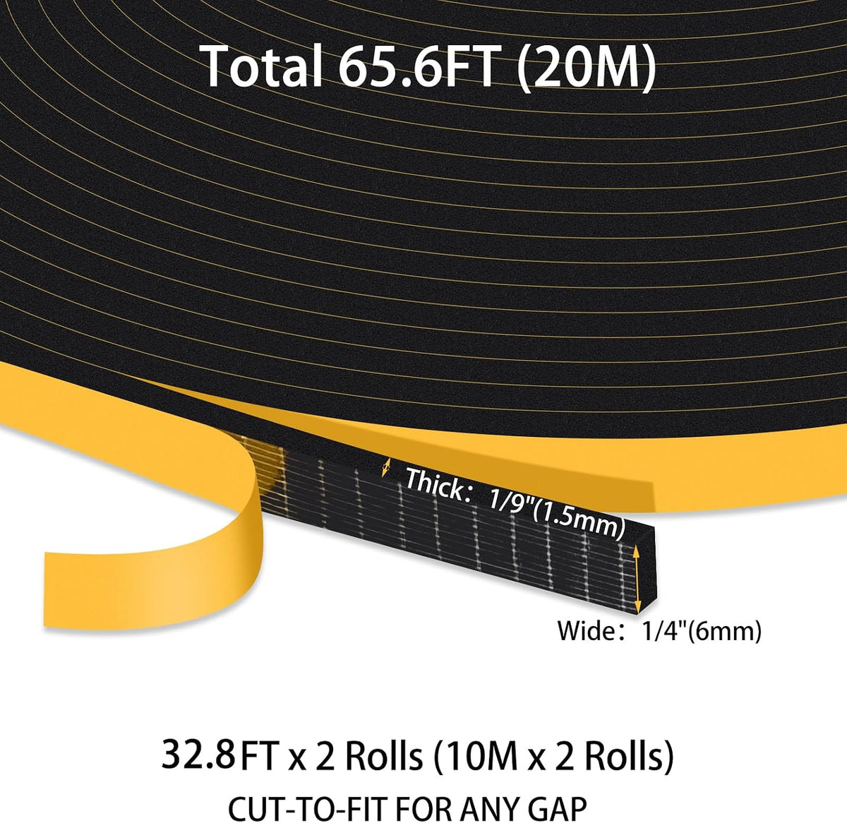 Thin Draft Tape, Windows & Small Gaps, Blocks Draft 1 x Roll 6 x 1.5mm x 20M