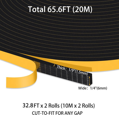 Thin Draft Tape, Windows & Small Gaps, Blocks Draft 1 x Roll 6 x 1.5mm x 20M