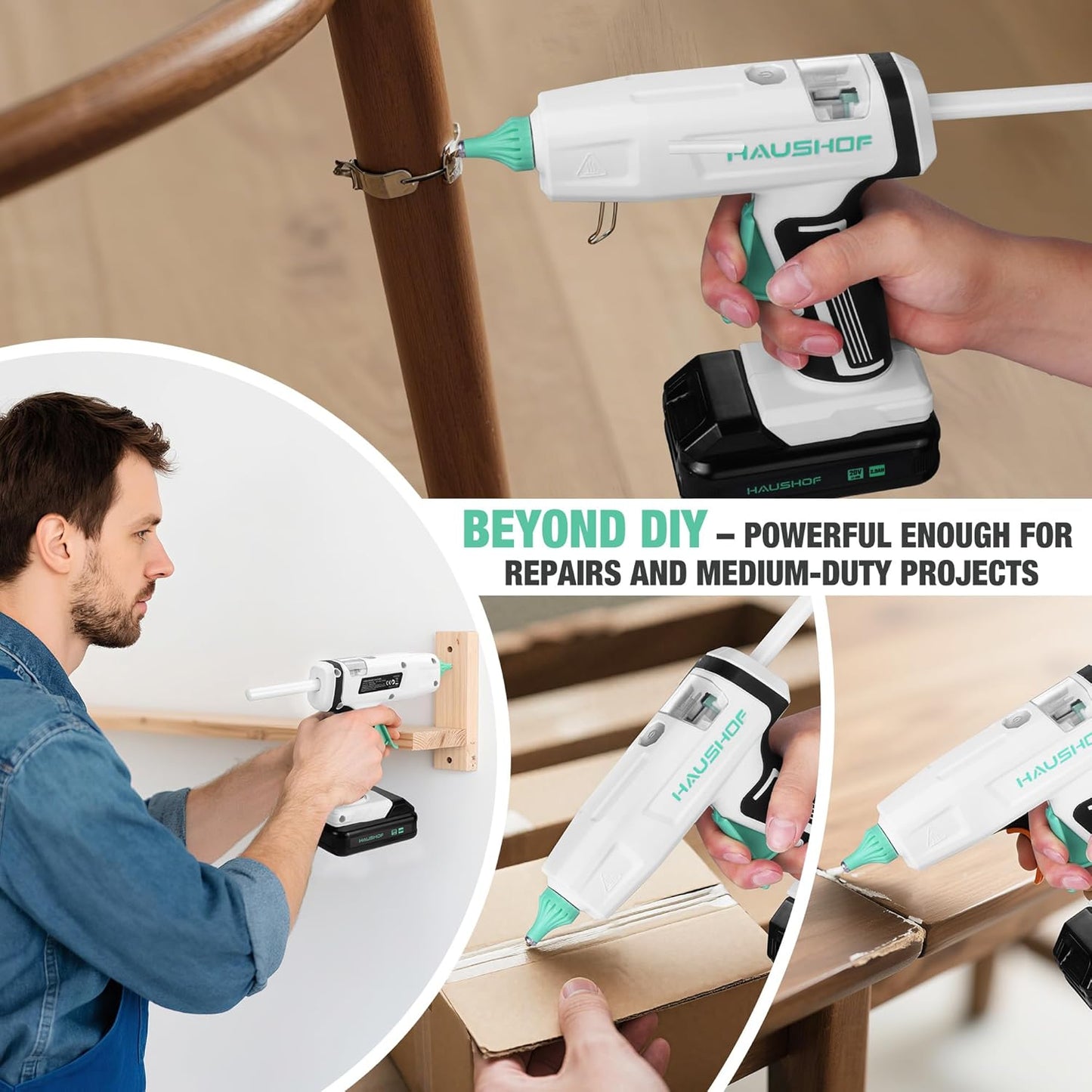 Cordless Rechargeable Hot Glue Gun with 20 pcs Full Size Glue Sticks(11x150mm)