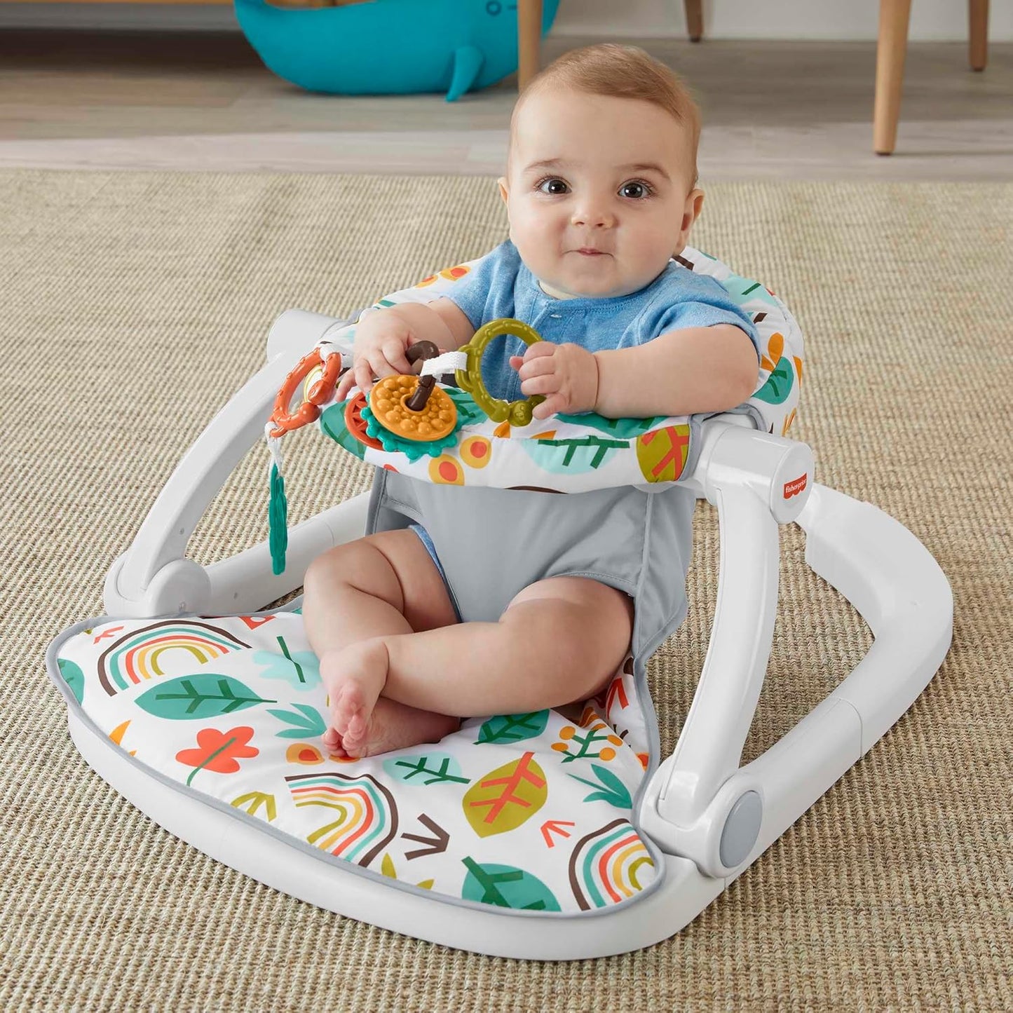 Fisher-Price Portable Baby Seat with Toys, Baby Chair for Sitting Up, Sit-Me-Up Floor Seat, Whimsical Forest