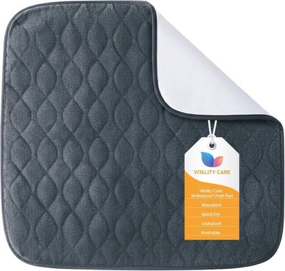 Vitality Care Chair Protector Pad with Waterproof Backing and Non-Slip Base, Washable 4-Layer Design for Chairs and Wheelchairs, Blue, 53x56cm NEW - DAMAGED PACKAGING