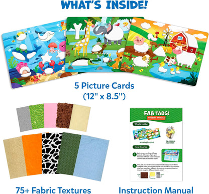Skillmatics Fab Tabs – Animals, Sensory & Tactile Fabric Art & Craft Kit