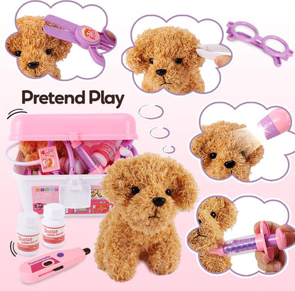 HYAKIDS Vet Set for Kids Toy Age 3, Doctors Set with Plush Dog | Pretend Role Play Medical Kit Toys, 3 4 5 Year Old Girls Boys Gifts