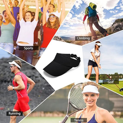 Sun Visor Cap - Mesh Quick Dry Visor Hat,Adjustable Golf Tennis Visor Breathable Empty Top Sun Hat Ponytail Running Outdoor Sport Cap for Men Women (BlackMS