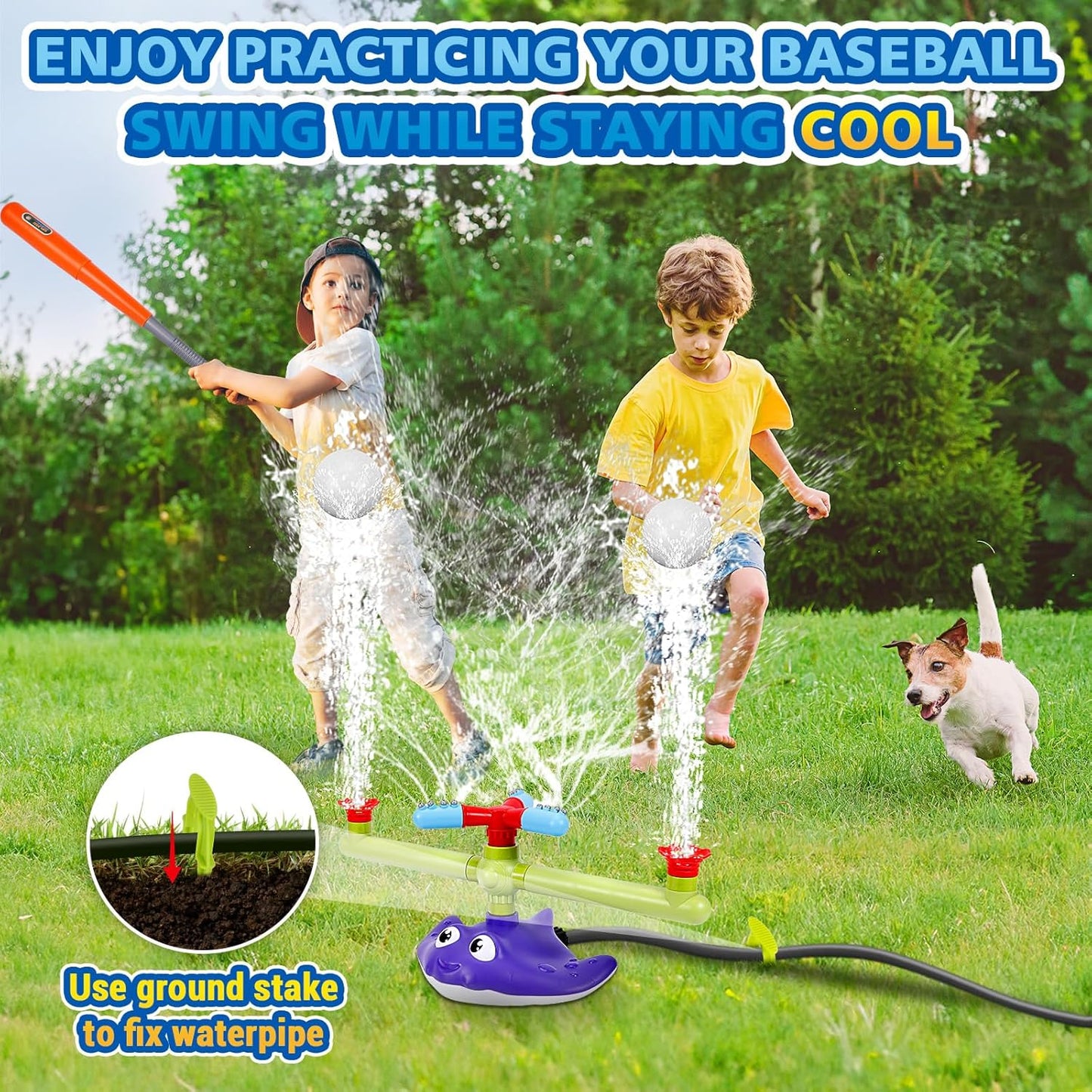 4-in-1 Water Sprinkler Baseball & Rocket Launcher for Kids
