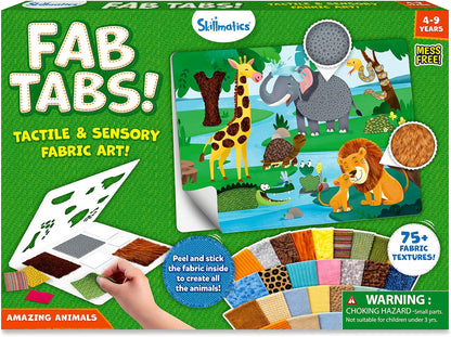 Skillmatics Fab Tabs – Animals, Sensory & Tactile Fabric Art & Craft Kit