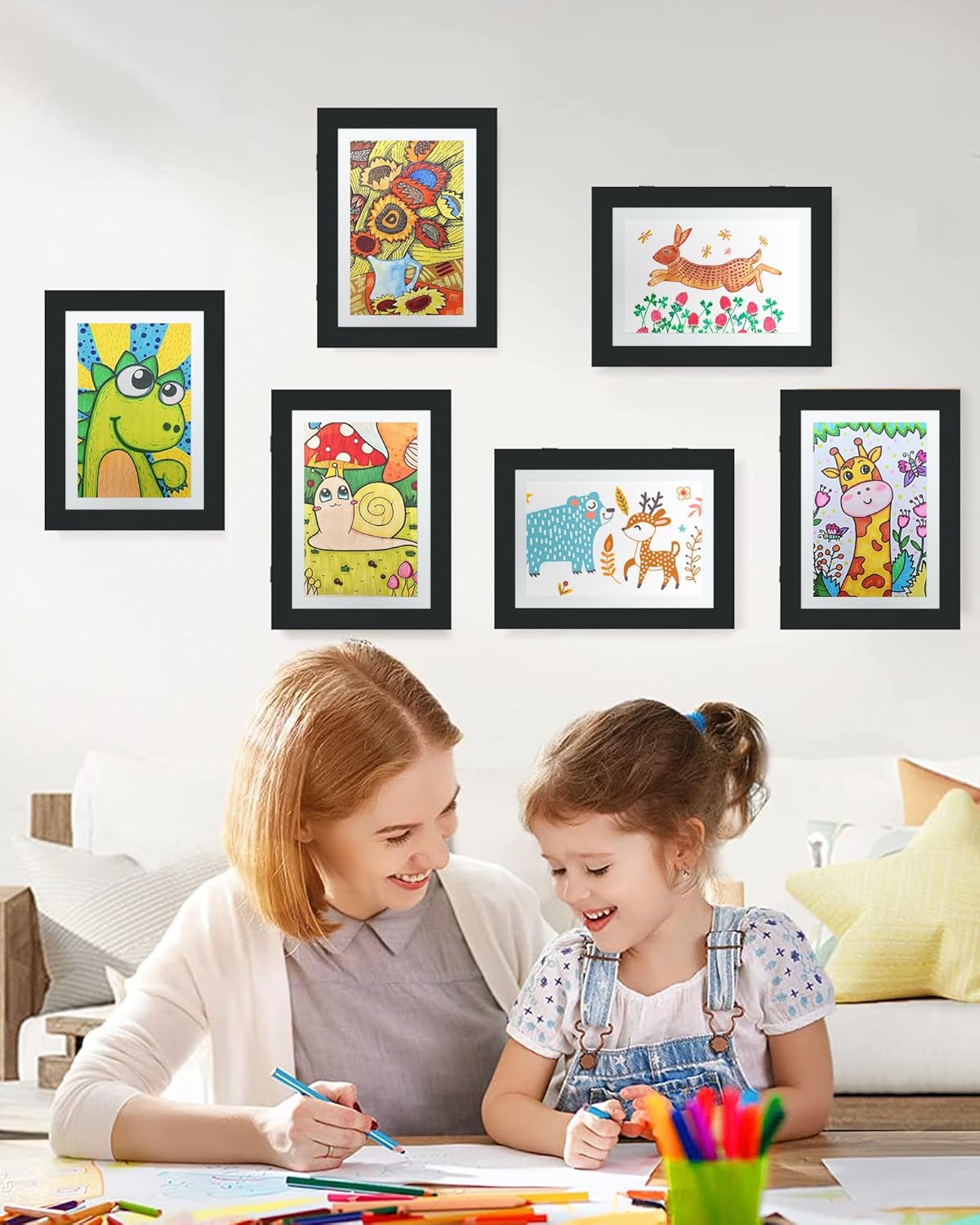 Estefanlo Kids Artwork Display Frame a4 Childrens Artwork Display Kids Art Frames Front Opening a4 Frames Black