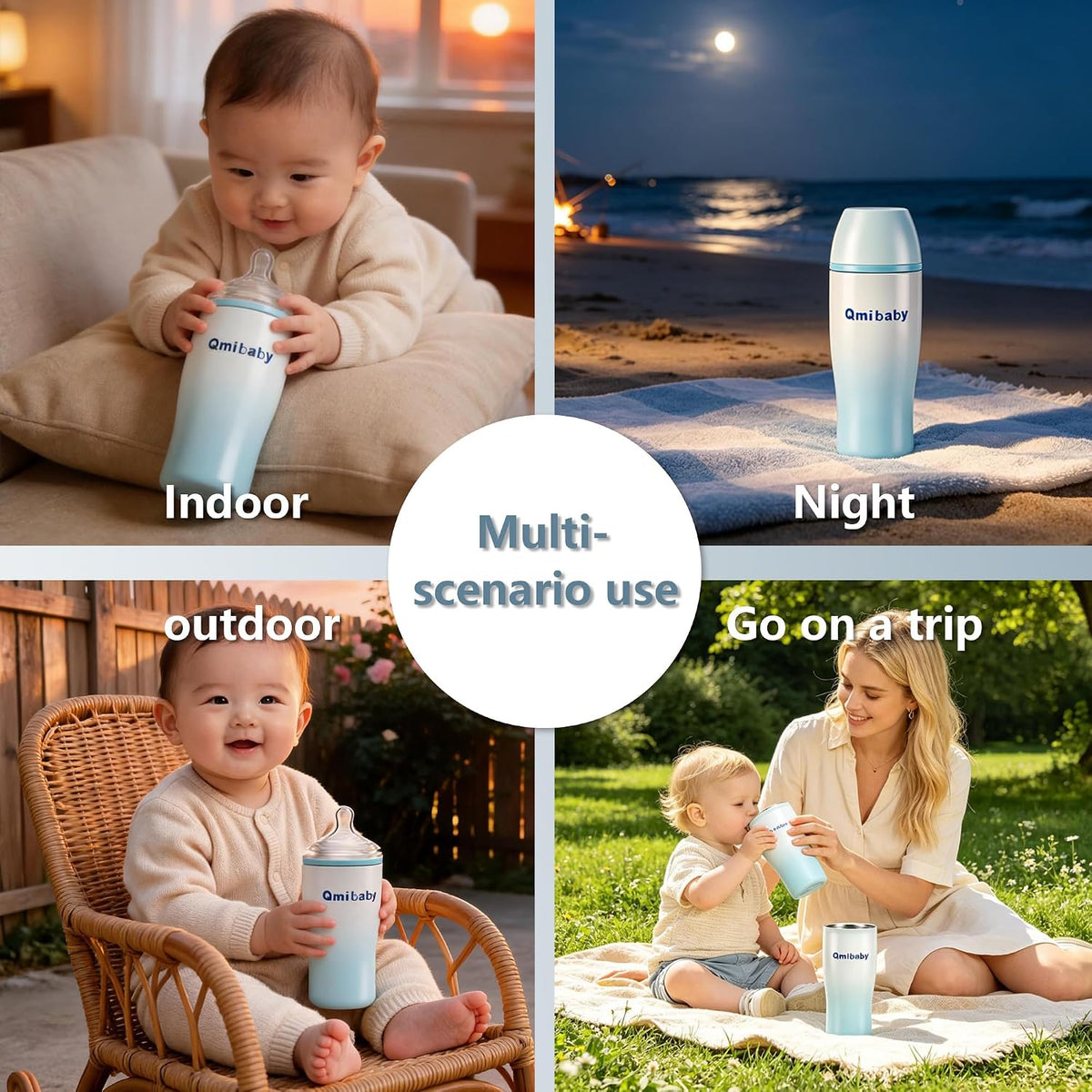 Glass Baby Bottle, Includes Insulated Stainless Steel Sleeve, Newborn Anti-Colic Baby Bottle with Slow Flow Nipple, Leak Proof Insulated, Plastic-Free, BPA-Free, 0-3 Months, 8 oz