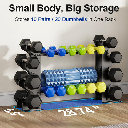 4-Tier Dumbbell Rack Stand for Home Gym – Compact Weight Rack for Dumbbells, Free Weights, Heavy-Duty Steel Storage Rack for Neoprene & Hex Dumbbel (Dumbbells Not Included)