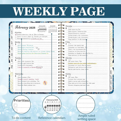 Diary 2026 Week to View A5, January 2026 - December 2026, Weekly & Monthly Full Year Planner, 21.5 x 15.5 x 1.5 cm
