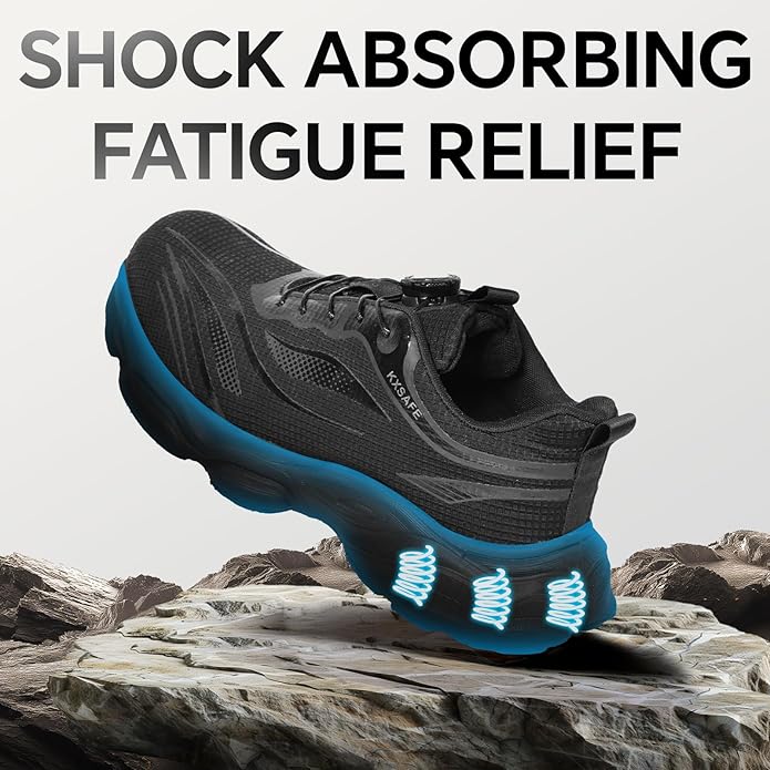 Safety Trainers Men Women Steel Toe Cap Trainers with Swivel Buckle Lightweight Comfortable Breathable Work Shoes Non Slip Puncture Proof Safety Shoes Size 12