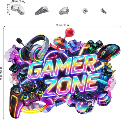 3D Gamer Zone Video Game Gaming Controller Boys Wall Decal Stickers