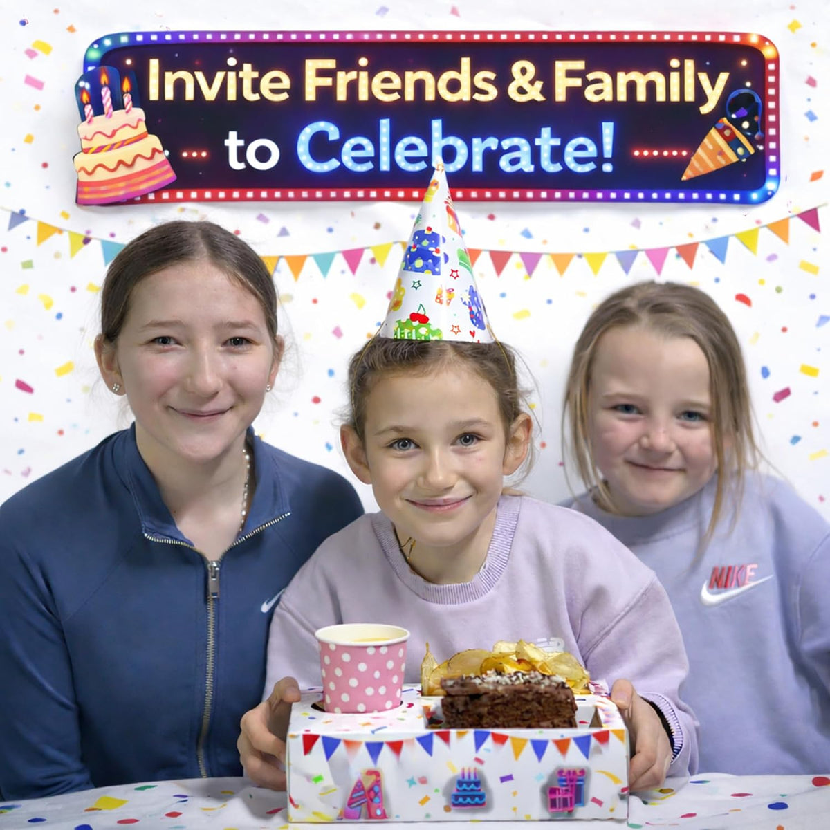 10 Pack Disposable Plates For Parties - Brithday Party Food Trays Set With 2 Food Compartments & Drink Holder - Food Boxes and Party Invitations Kids | Cardboard Box Birthday Accessories
